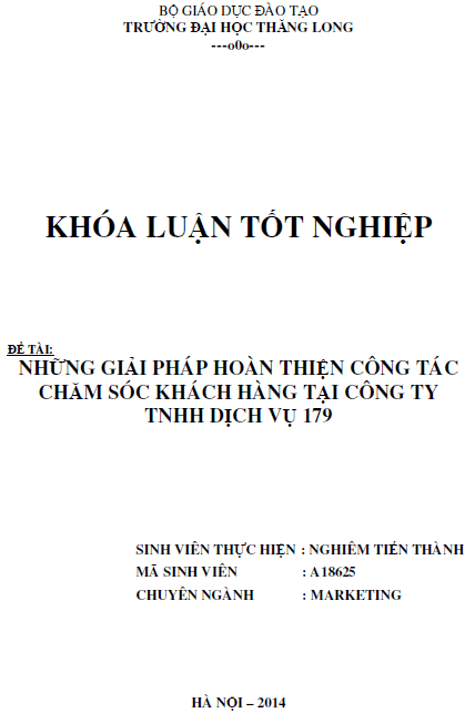 nhung giai phap hoan thien cong tac cham soc khach hang tai cong ty tnhh dich vu 179