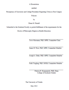 perceptions of university and college presidents regarding tobacco free campus