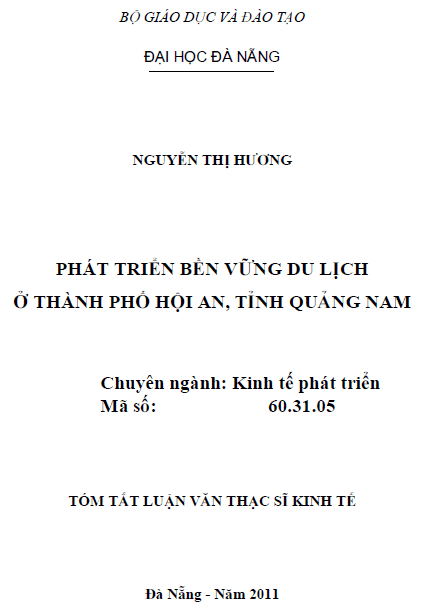 phat trien ben vung du lich o thanh pho hoi an tinh quang nam