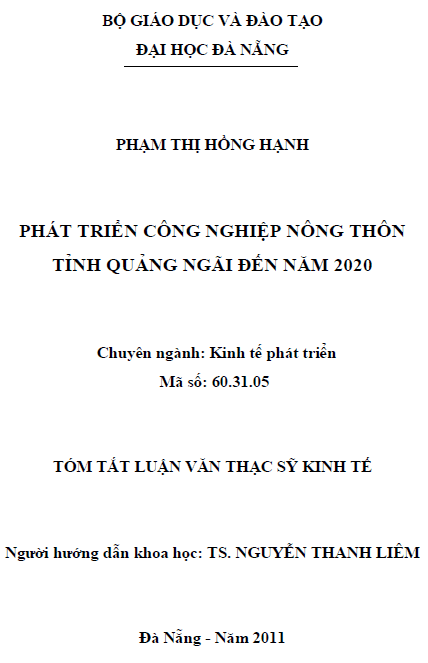 phat trien cong nghiep nong thon tinh quang ngai den nam 2020