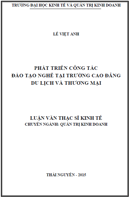 phat trien cong tac dao tao nghe tai truong cao dang du lich va thuong mai
