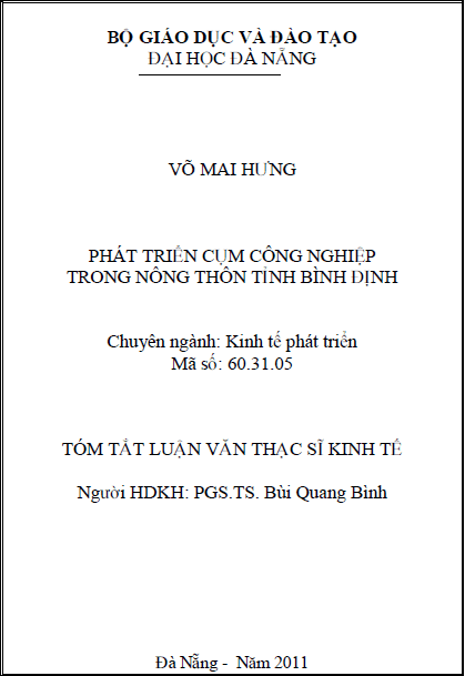 phat trien cum cong nghiep trong nong thon tinh binh dinh