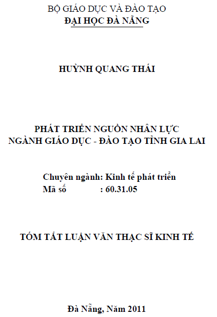 Phát triển nguồn nhân lực ngành giáo dục - đào tạo tỉnh Gia Lai 1 phat trien nguon nhan luc nganh giao duc dao tao tinh gia lai