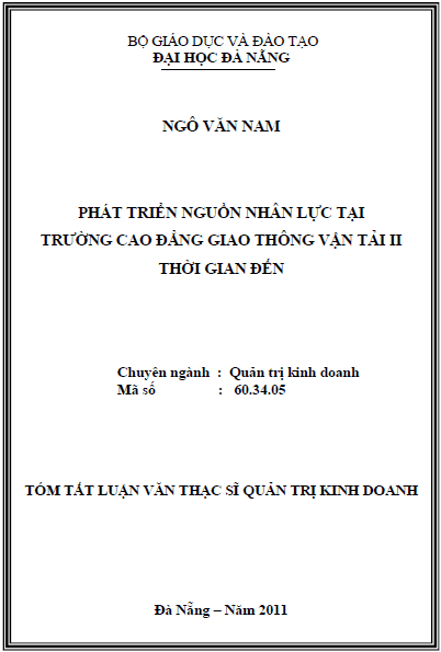 phat trien nguon nhan luc tai truong cao dang giao thong van tai ii thoi gian den
