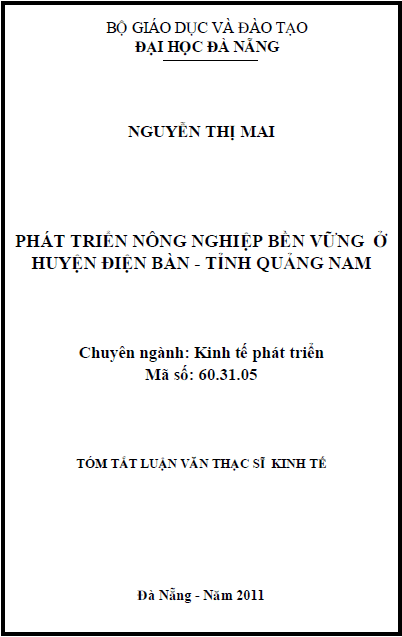 phat trien nong nghiep ben vung o huyen dien ban tinh quang nam