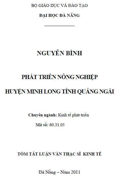 phat trien nong nghiep huyen minh long tinh quang ngai