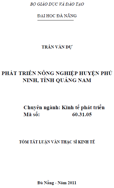 phat trien nong nghiep huyen phu ninh tinh quang nam