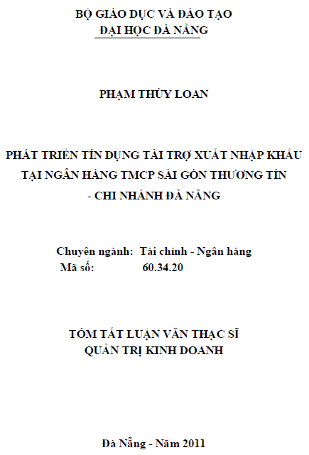 phat trien tin dung tai tro xuat nhap khau tai ngan hang tmcp sai gon thuong tin chi nhanh da nang