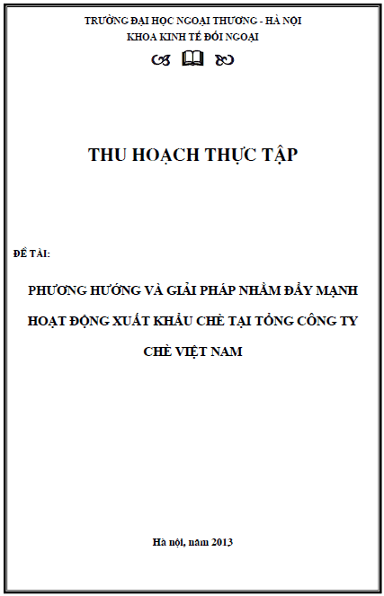 phuong huong va giai phap nham day manh hoat dong xuat khau che tai tong cong ty che viet nam