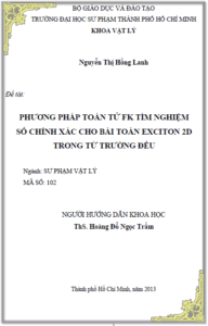 phuong phap toan tu fk tim nghiem so chinh xac cho bai toan exciton 2d trong tu truong deu