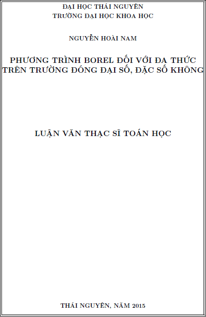 phuong trinh borel doi voi da thuc tren truong dong lai dai so dac so khong