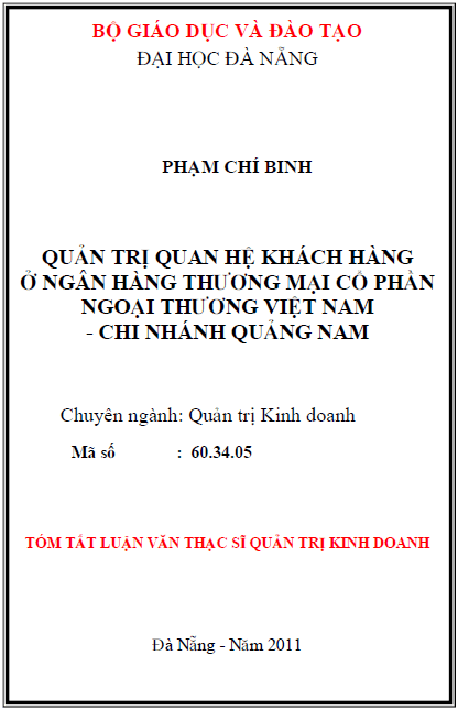 quan tri quan he khach hang o ngan hang thuong mai co phan ngoai thuong viet nam chi nhanh quang nam