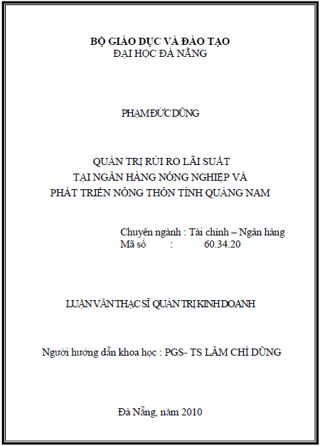 quan tri rui ro lai suat tai ngan hang nong nghiep va phat trien nong thon tinh quang nam
