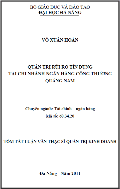 Quản trị rủi ro tín dụng tại chi nhánh ngân hàng công thương Quảng Nam 1 quan tri rui ro tin dung tai chi nhanh ngan hang cong thuong quang nam