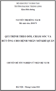 qui trinh theo doi cham soc va rut ong cho benh nhan mo khi quan