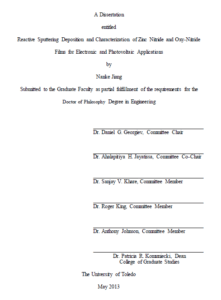 reactive sputtering deposition and characterization of zinc nitride and oxy nitride films for electronic and photovoltaic applications