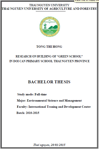 research on building of green school in doi can primary school in doi can primary school thai nguyen province 1