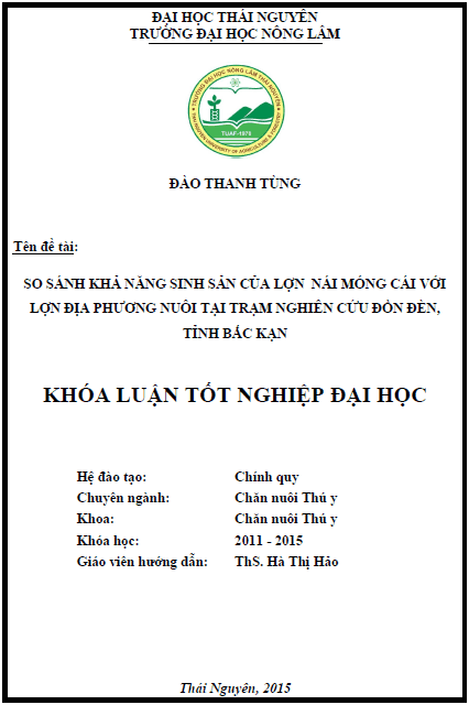 so sanh kha nang sinh san cua lon nai mong cai voi lon nai dia phuong nuoi tai tram nghien cuu don den tinh bac kan