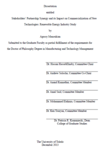 stakeholders partnership synergy and its impact on commercialization of new technologies renewable energy industry study