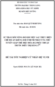 su thay doi nong do iod nieu sau thuc hien che do an kieng iod o benh nhan ung thu tuyen giap the biet hoa da phau thuat truoc dieu tri bang i131