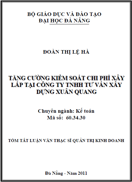 tang cuong kiem soat chi phi xay lap tai cong ty tnhh tu van xay dung xuan quang