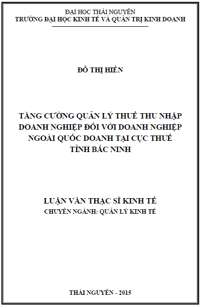 tang cuong quan ly thue thu nhap doanh nghiep doi voi doanh nghiep ngoai quoc doanh tai cuc thue tinh bac ninh