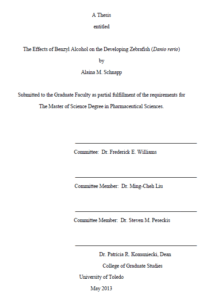 the effects of benzyl alcohol on the developing zebrafish danio rerio