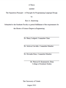 the separation principle a principle for programming language design