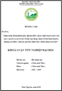 theo doi tinh hinh mac benh tieu chay tren dan lon con sau cai sua 4 10 tuan tuoi tai trai chan nuoi tran dang pham xa phuc thuan huyen pho yen tinh thai nguyen