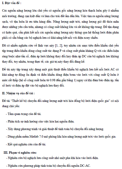 thiet ke bo chuyen doi nguon nang luong mat troi hoa dong bo luoi dien quoc gia