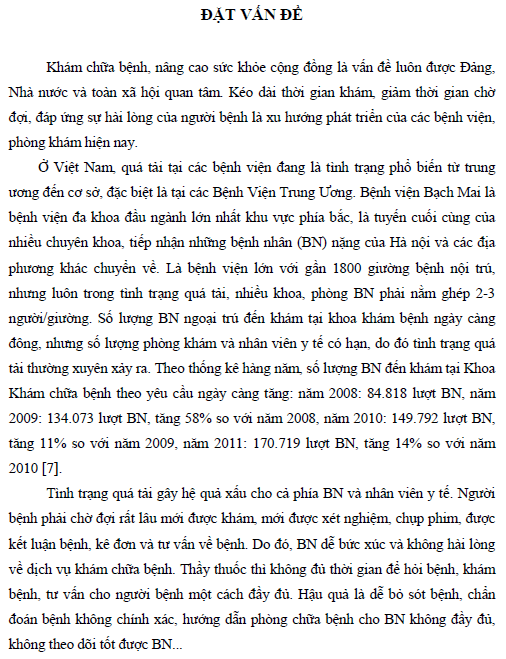 thoi gian cho kham benh cua benh nhan den kham tai khoa kham chua benh theo yeu cau cua benh vien bach mai nam 2013