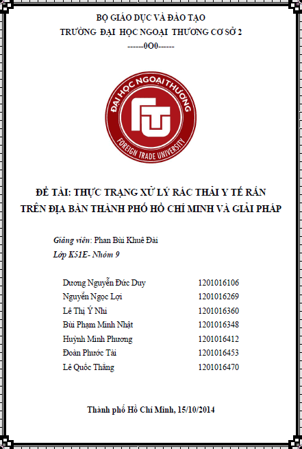thuc trang xu ly rac thai y te ran tren dia ban thanh pho ho chi minh va giai phap