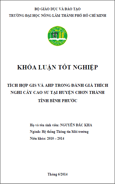 tich hop gis va ahp trong danh gia thich nghi cay cao su tai huyen chon thanh tinh binh phuoc