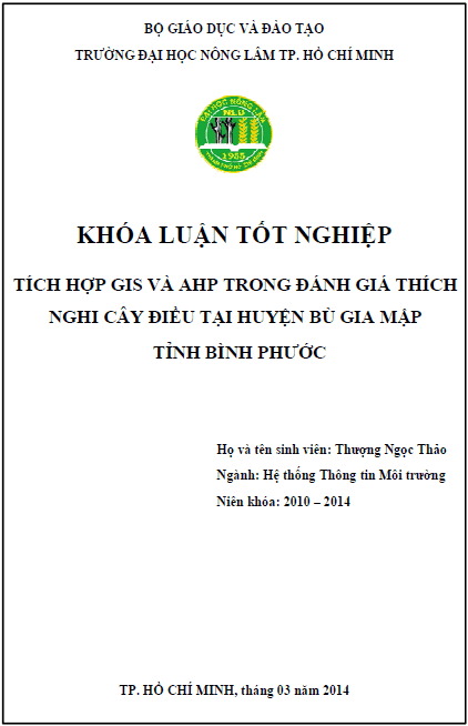 tich hop gis va ahp trong danh gia thich nghi cay dieu tai huyen bu gia map tinh binh phuoc