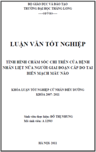 tinh hinh cham soc chi tren cua benh nhan liet nua nguoi giai doan cap do tai bien mach mau nao