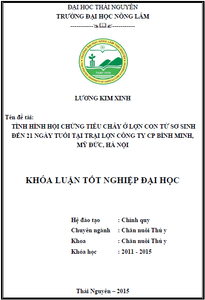 Tình hình hội chứng tiêu chảy ở lợn con từ sơ sinh đến 21 ngày tuổi tại trại lợn Công ty CP Bình Minh, Mỹ Đức, Hà Nội và thử nghiệm một số phác đồ điều trị 1 tinh hinh hoi chung tieu chay o lon con tu so sinh den 21 ngay tuoi tai trai lon cong ty cp binh minh my duc ha noi va thu nghiem mot so phac do dieu tri