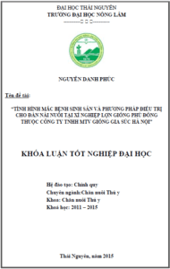 tinh hinh mac benh sinh san va phuong phap dieu tri cho dan nai nuoi tai xi nghiep lon giong phu dong thuoc cong ty tnhh mtv giong gia suc ha noi