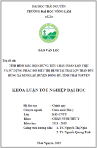 tinh hinh mac hoi chung tieu chay o dan lon thit va phuong phap dieu tri benh tai trai lon tran duc hung xa minh lap huyen dong hy tinh thai nguyen