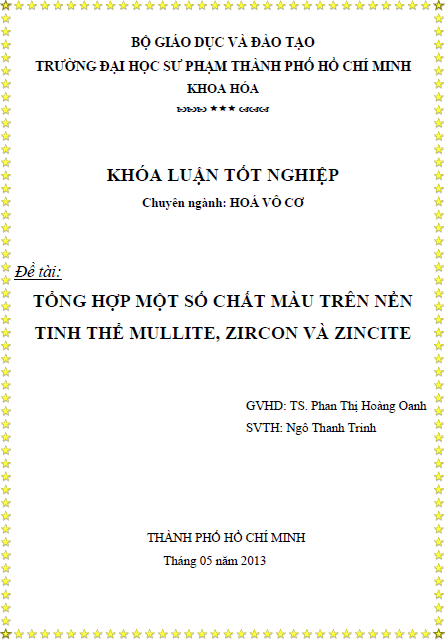 tong hop mot so chat mau tren nen tinh the mullite zircon va zincite