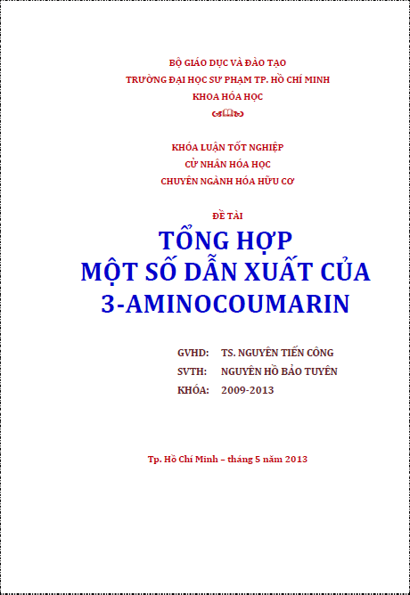 Tổng hợp một số dẫn xuất của 3-Aminocoumarin 1 tong hop mot so dan xuat cua 3 aminocoumarin