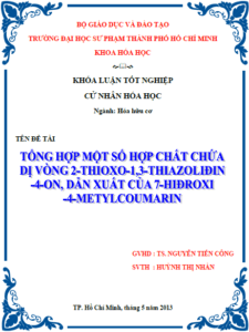 tong hop mot so hop chat chua di vong 2 thioxo 1 3 thiazolidin 4 on dan xuat cua 7 hidroxi 4 metylcoumarin