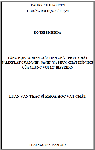 tong hop nghien cuu tinh chat phuc chat salixilat cua nd iii sm iii va phuc chat hon hop cua chung voi 2 2 bipyridin