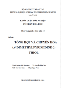 tong hop va chuyen hoa 4 6 dimethylpyrimidine 2 thiol