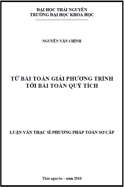 tu bai toan giai phuong trinh toi bai toan quy tich