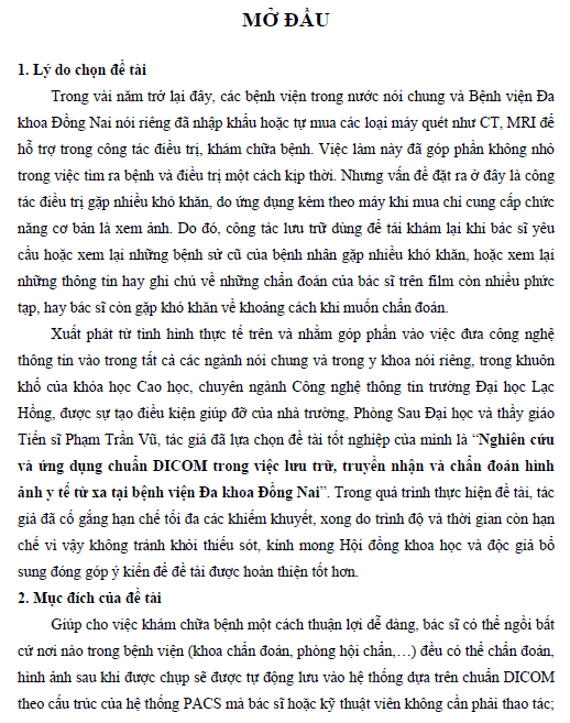 ung dung chuan dicom trong viec luu tru truyen nhan va chuan doan hinh anh y te tu xa tai benh vien da khoa dong nai