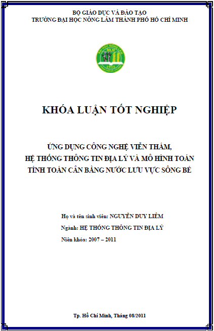 ung dung cong nghe vien tham he thong thong tin dia ly va mo hinh toan tinh toan can bang nuoc luu vuc song be
