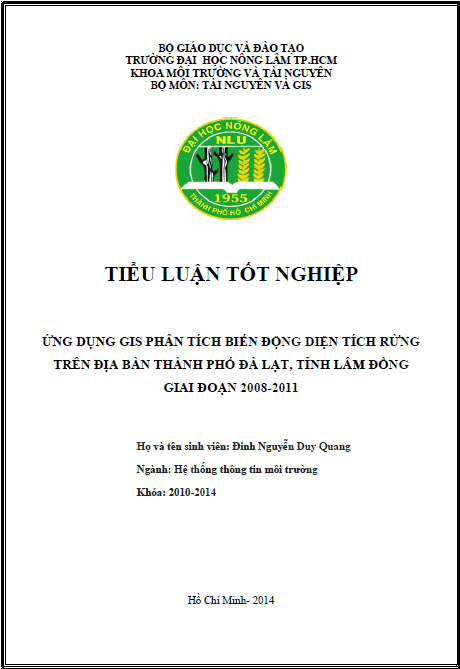 ung dung gis phan tich bien dong dien tich rung tren dia ban thanh pho da lat tinh lam dong giai doan 2008 2011