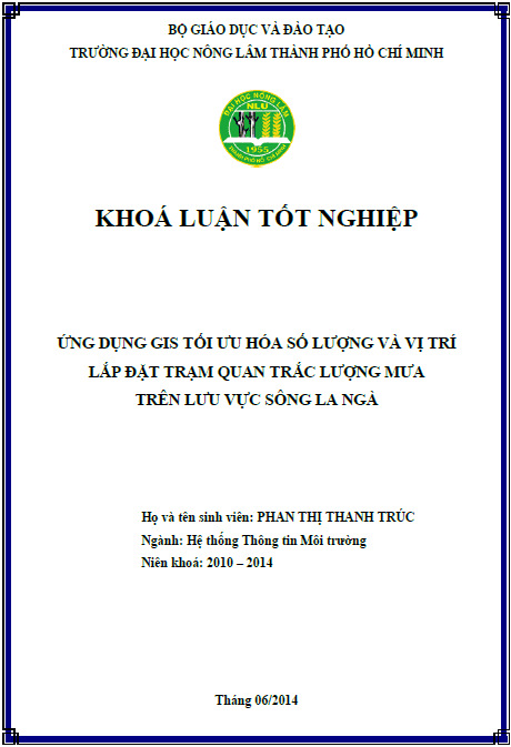 Ứng dụng GIS tối ưu hóa số lượng và vị trí lắp đặt trạm quan trắc lượng mưa trên lưu vực sông La Ngà 1 ung dung gis toi uu hoa so luong va vi tri lap dat tram quan trac luong mua tren luu vuc song la nga