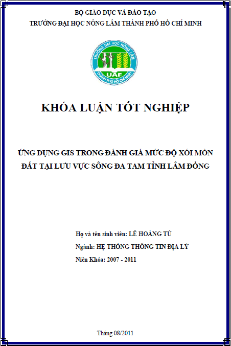 ung dung gis trong danh gia muc do xoi mon dat tai luu vuc song da tam tinh lam dong