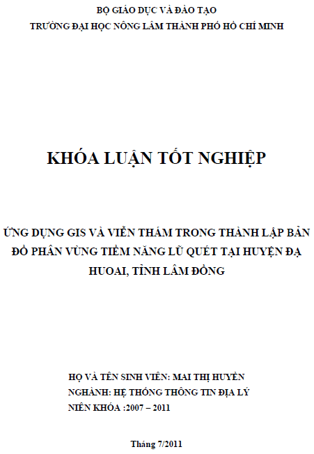 ung dung gis va vien tham trong thanh lap ban do phan vung lu quet tai huyen da huoai tinh lam dong